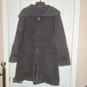 ALLER SIMPLEMENT Cotton BOHO Festival Hooded Long Jacket Size Large